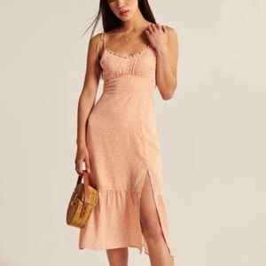 Abercrombie Tie-Strap Ruched Midi Dress Size M